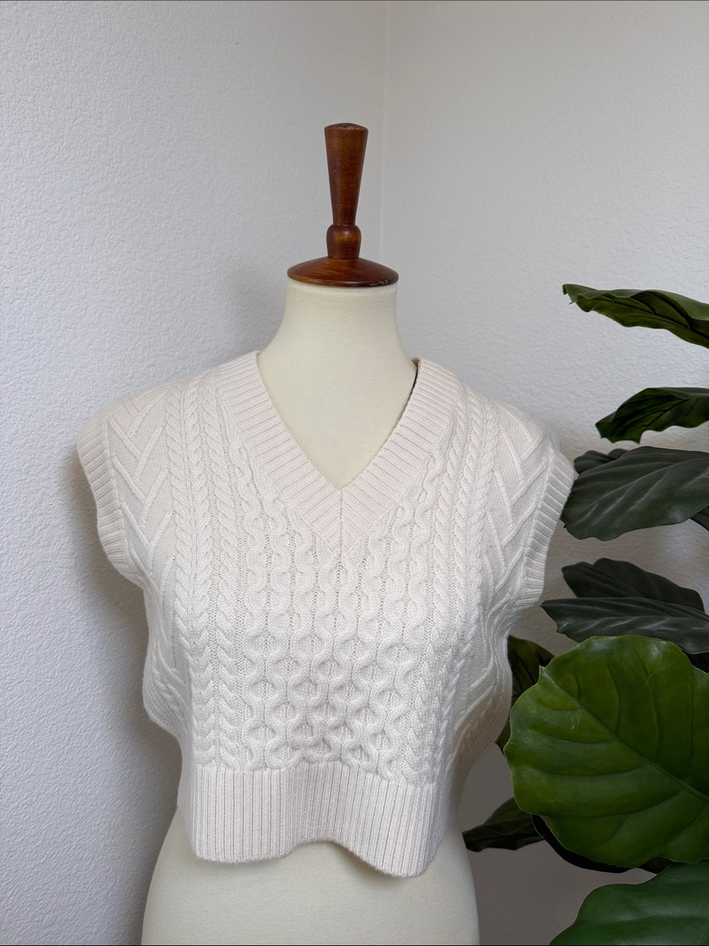 NWT Aritzia Babaton Cable Knit Cropped Sweater Vest